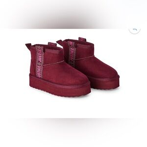 Justice Burgundy Platform Boots